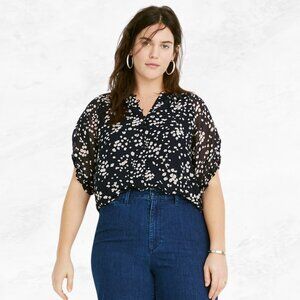 Madewell Memento Ruffle-Sleeve Top in Drifting Petals